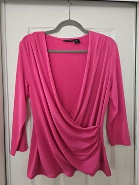 Tahari Hot Pink Classic Crewneck Top